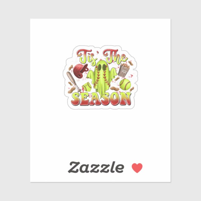 Adesivo Dia de as Bruxas engraçado De Figurino De Softball (Folha)