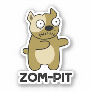 Adesivo Dia de as Bruxas engraçado Zombie Pit Bull Pun
