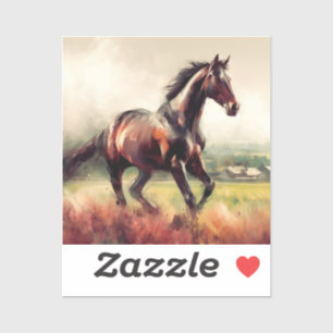 Adesivo Dia de Natal Correndo Cavalo Marrom