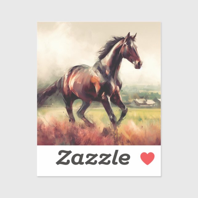 Adesivo Dia de Natal Correndo Cavalo Marrom (Folha)