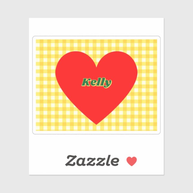 Adesivo Dia de os namorados Amarelo do Coração Vermelho (Folha)