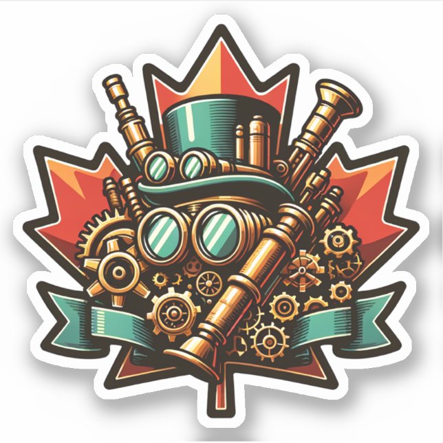 Adesivo Dia do Canadá Steampunk (Frente)