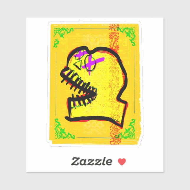 Adesivo Dia do Crânio de Calavera da Arte NFT Morta (Folha)