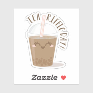 Adesivo Dia do Tea-Riffic! Estilo Kawaii Bonita Boba Tea B