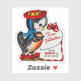 Adesivo Dia dos Namorados Vintage Retro Robin Bird