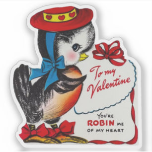 Adesivo Dia dos Namorados Vintage Retro Robin Bird