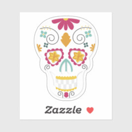 Adesivo Dia Floral Bonito do Crânio de Açúcar Calavera Mor