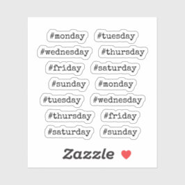 Adesivo Dia útil do Hashtag do Planejador de Tipos de Letr