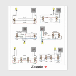 Adesivo Diagramas de comutador de 2 vias, 3 vias e 4 vias 
