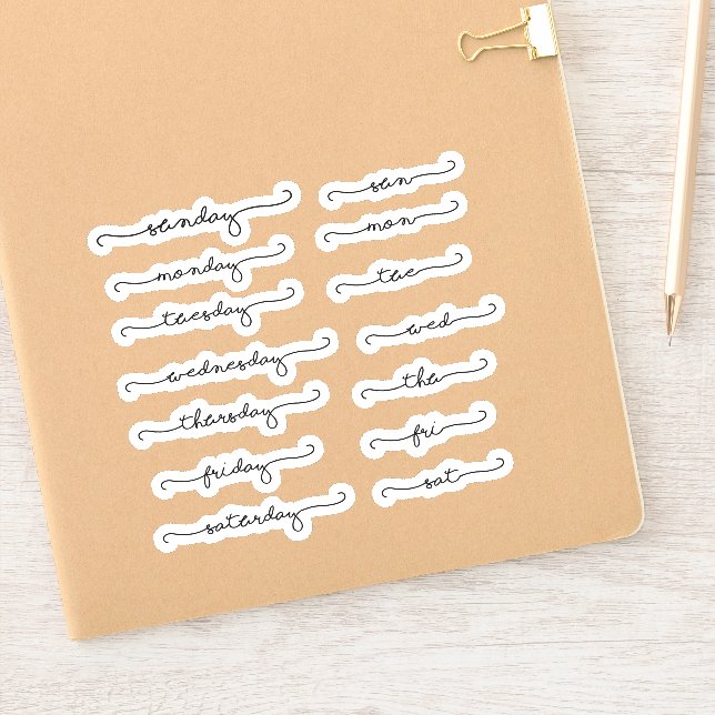 Adesivo Dias da folha adesiva do planejador semanal (Notebook)
