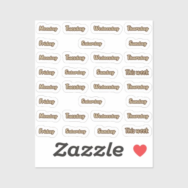 Adesivo Dias da semana cursivos (Folha)
