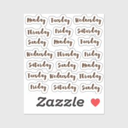 Adesivo Dias da semana de escova cursiva