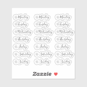 Adesivo Dias da Semana do Planador do Floco de Neve com Aq