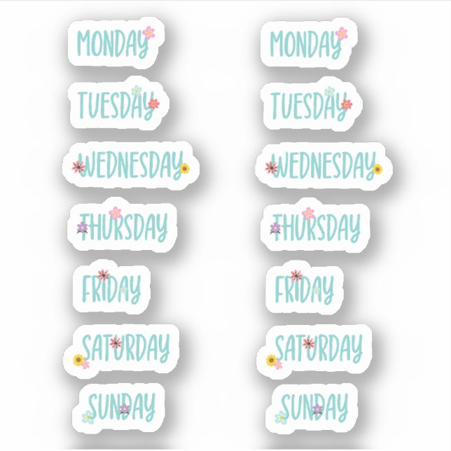 Adesivo Dias da Semana Verde Floral (Frente)