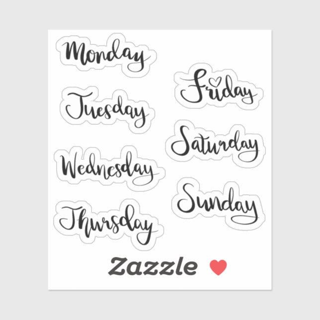 Adesivo Dias dos autocolantes da semana (Folha)