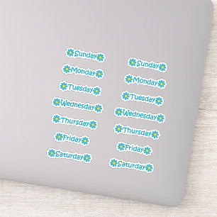 Adesivo Dias Florais Azuis Teais do Diário do Planejador S