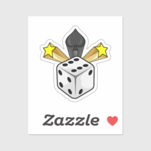 Adesivo Dice at Poker com Espadas e Estrelas