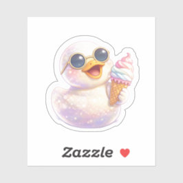 Adesivo Die-Cut de Sorvete de Pato Fofo