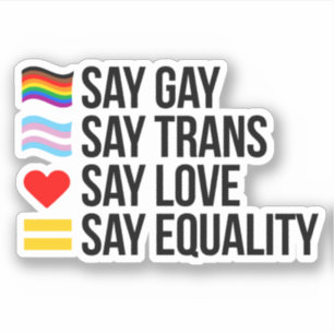 Adesivo Diga "Gay" "Trans Diga Amor Diz Igualdade"