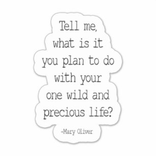 Adesivo Diga-Me O Que Você Planeja Fazer, Mary Oliver