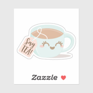 Adesivo Diga Tea! Estilo Kawaii, Estilo Bonito Ilustração 