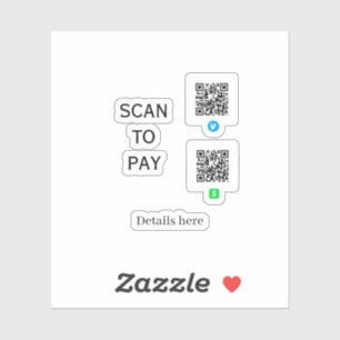 Adesivo digitalizar para pagar detalhes do código QR do ve