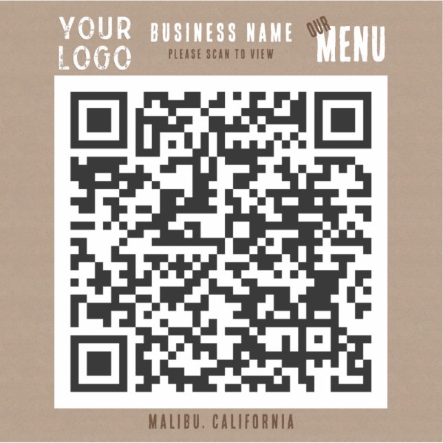 Adesivo Digitalizar QR Code Menu Russo Charm Kraft Paper (Frente)