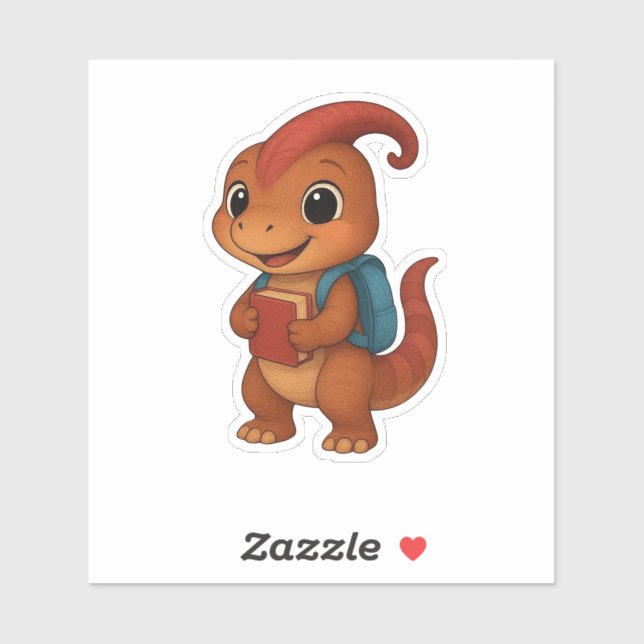 Adesivo Dino Kammli mit Rucksack & Schulbuch (Folha)