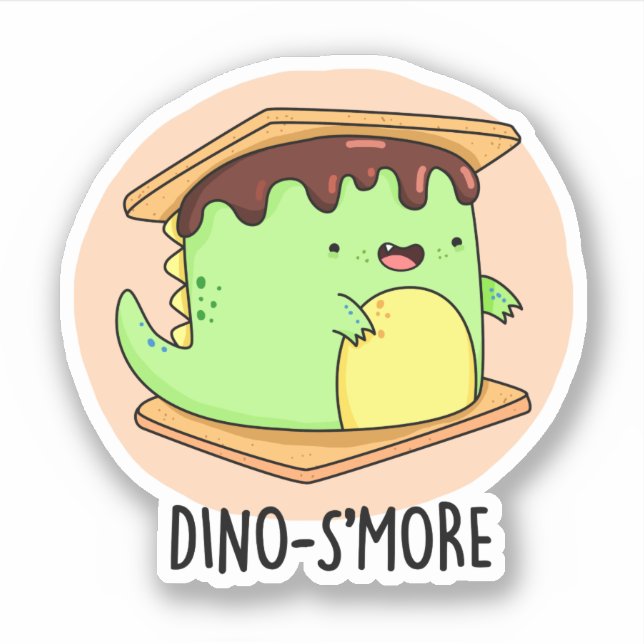 Adesivo Dino-Smore Engraçado Dinossaur Smore Pun (Frente)