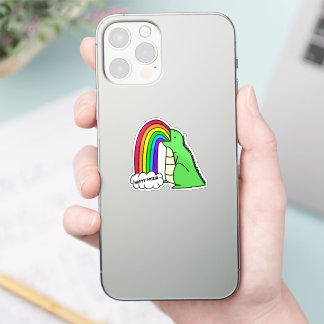 Adesivo Dino Vomitando Arco-Íris