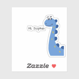 Adesivo Dinossauro Azul Fofo - Nome Personalizado Sophia