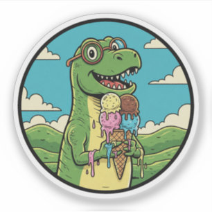 Adesivo Dinossauro Comendo Sorvete Doce Tratamento Pré-His