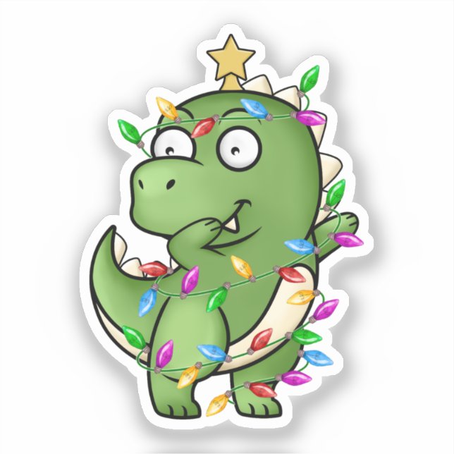 Adesivo Dinossauro dançando ao seu filho de Natal favorito (Frente)