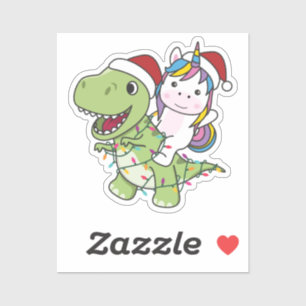 Adesivo Dinossauro de Natal Unicorn Winter T-Rex Dino Stic