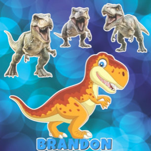 Adesivo  Dinossauro Dourado Nome Personalizado