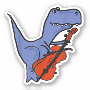 Adesivo Dinossauro Engraçado Jogando Cello