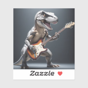 Adesivo Dinossauro Engraçado Tocando Arte De Violão