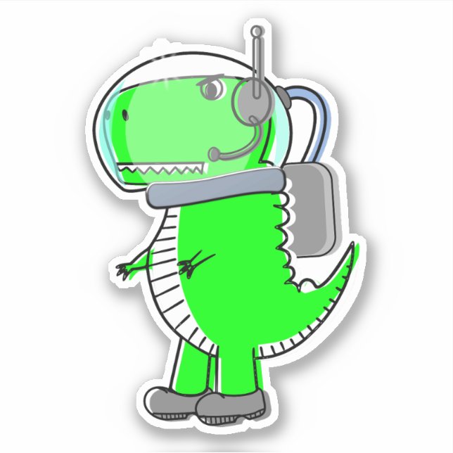 Adesivo Dinossauro T-Rex, Astronauta Gira e Zangada (Frente)