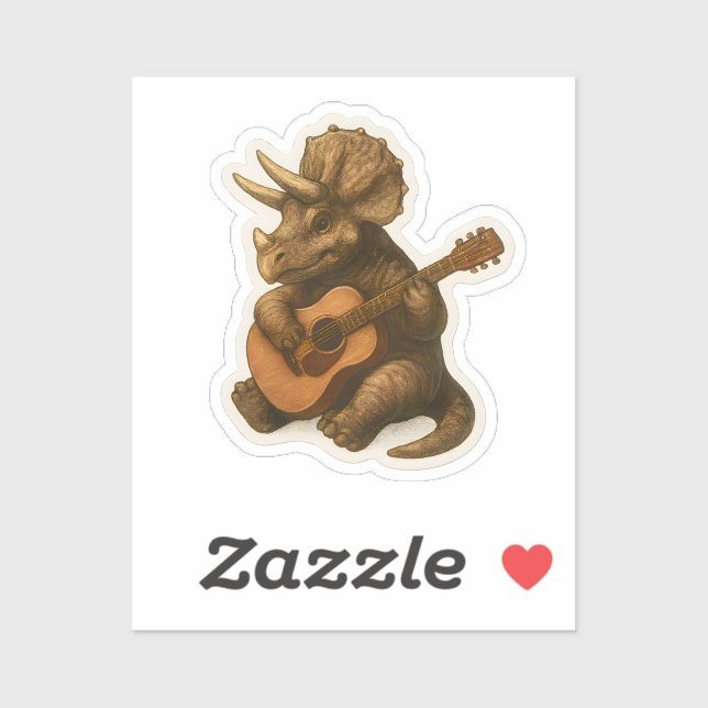 Adesivo Dinossauro Tocando Violão (Folha)