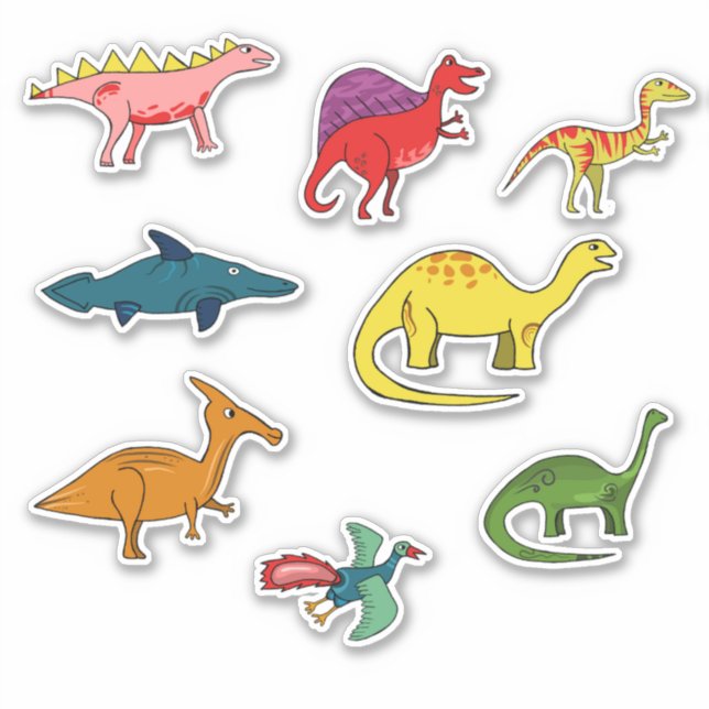 Adesivo Dinossauros Coloridos para Crianças (Frente)