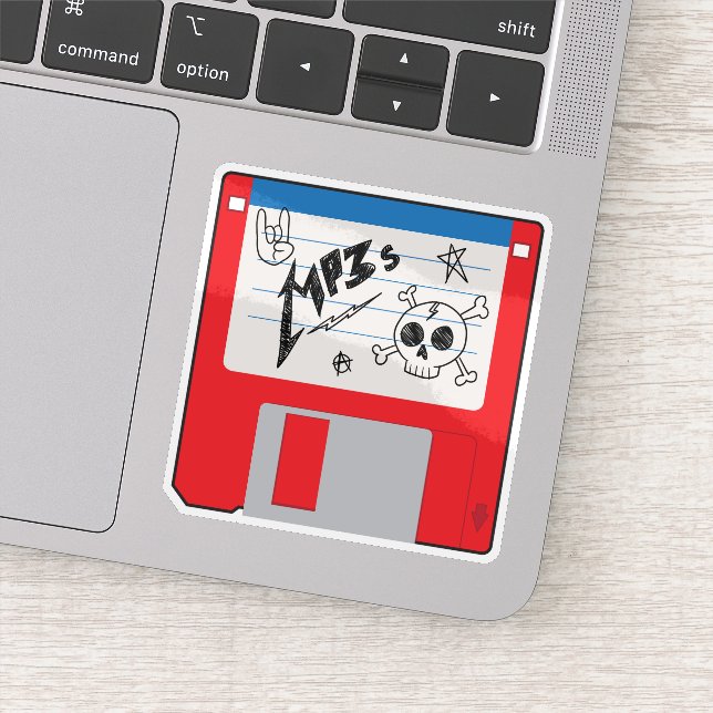 Adesivo Disco Flexível Retro de Música MP3 (Detalhe)