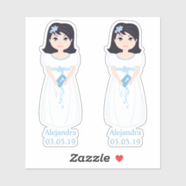 Adesivo Diseño Romántico Comunión Niña con Orla Floral