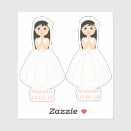 Adesivo Diseño Romántico Comunión Niña Morena
