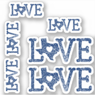 Adesivo Distante Texas Love State Flag Blue - Corte Person
