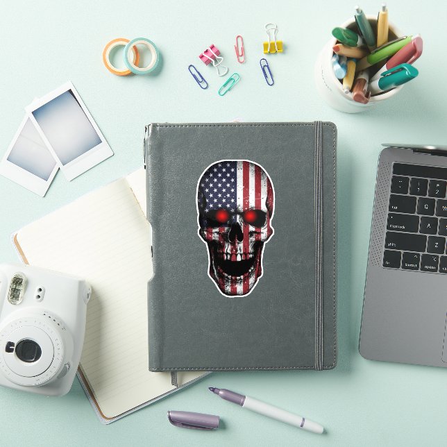 Adesivo Distressed Flag Skull Red Eye Vinyl Decal (Capa para iPad)