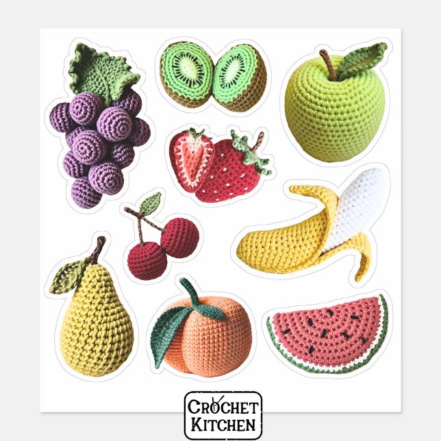 Adesivo Diversão de Fruta Crochet Collage (Criador carregado)