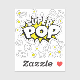 Adesivo Diversão de POP SUPER! Com pipoca e estrelas | Ade