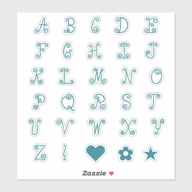 Adesivo Diversão do alfabeto espiritual das iniciais do al (Folha)