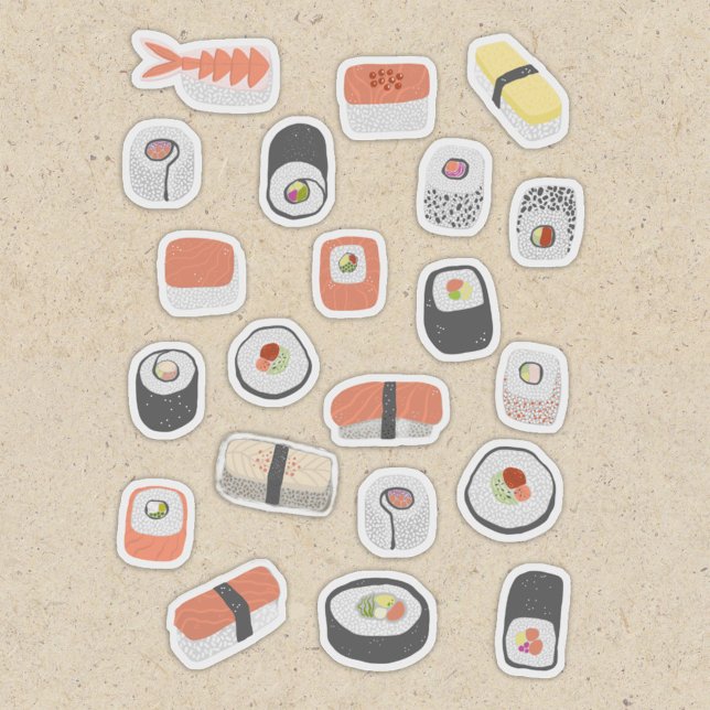 Adesivo Diversão do Sushi Japonês (Japanese sushi food art stickers)