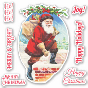 Adesivo Diversão Festiva Mensagens de Papai Noel na Chamin